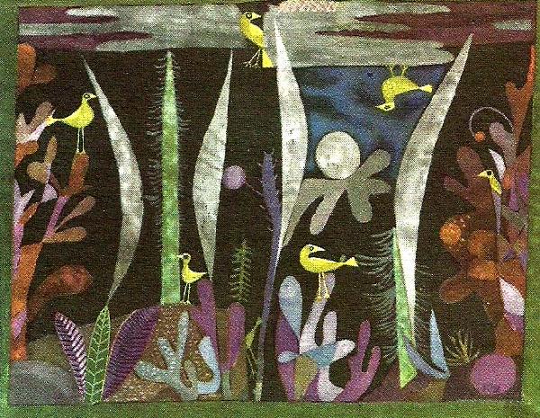 Paul Klee landskap med  gula faglar